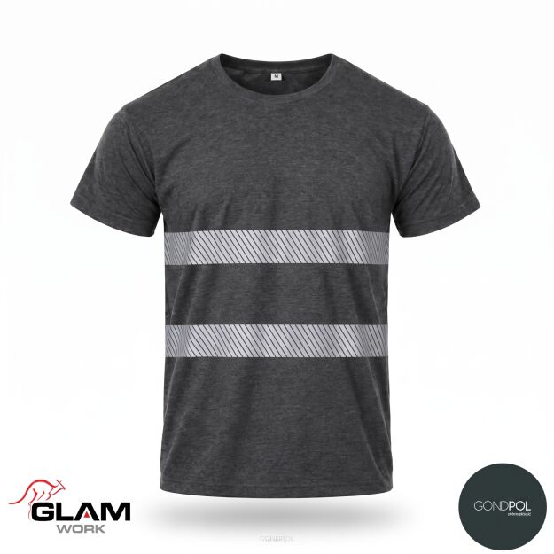 T-SHIRT bawełniany odblaskowy ciemny grafit
