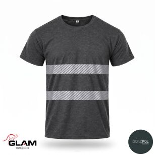 T-SHIRT bawełniany odblaskowy ciemny grafit