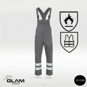 Spodnie ochronne trudnopalne z odblaskiem(szary)-produkt Gondpol