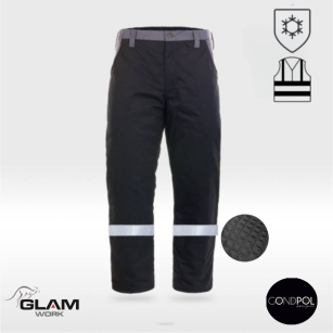 Spodnie ochronne ocieplane z odblaskiem pasek(czarne)produkt Gondpol