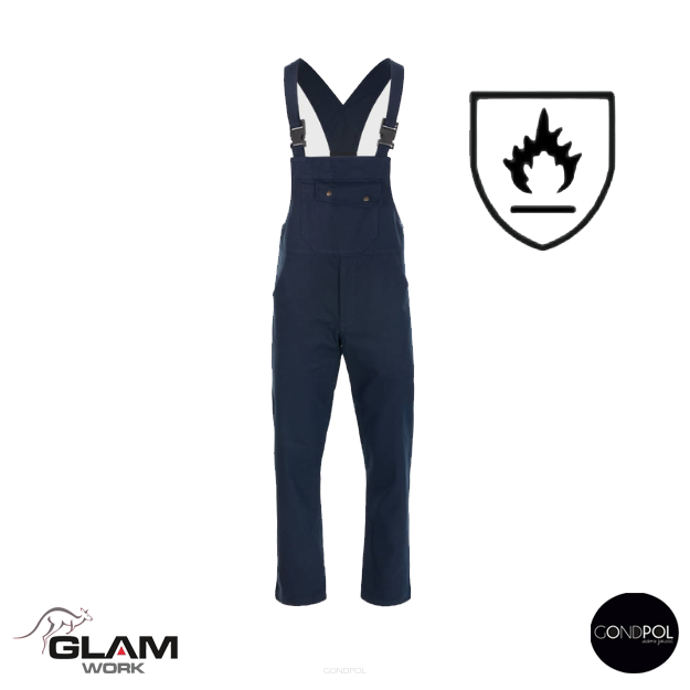 Spodnie ochronne trudnopalne ogrodniczki(granat)-produkt Gondpol