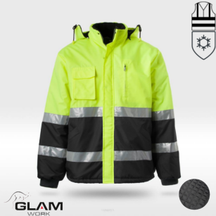 Kurtka ochronna ocieplana polarem odblaskowa żółto-czarna WINTER-produkt Gondpol