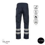 Spodnie ochronne trudnopalne antystatyczne wzmacniane odblask(granat certyfikat)-produkt Gondpol - 2