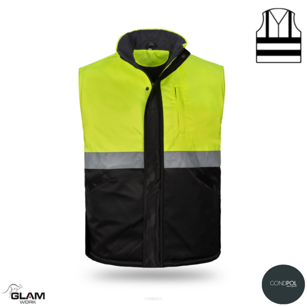 Bezrękawnik ochronny ocieplany polarem odblaskowy KORMORAN(żółto-czarny)produkt Gondpol
