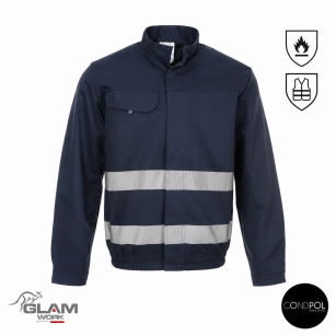 Bluza ochronna ORION trudnopalna wzmacniana odblaskowa granat