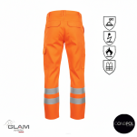Spodnie ochronne trudnopalne antystatyczne wzmacniane odblask(pomarańczowe certyfikat)-produkt Gondpol - 2