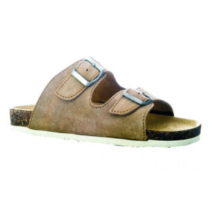 Klapki na korku brązowe