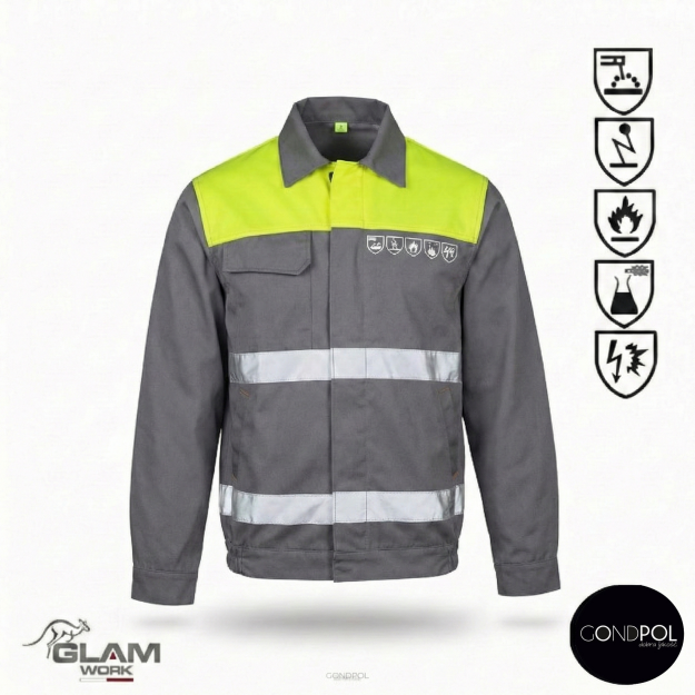 Bluza ochronna multifunkcyjna odblaskiem ORION(popiel żłóty certyfikat)-produkt Gondpol