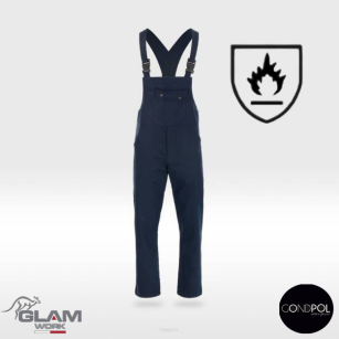 Spodnie ochronne trudnopalne wzmacniane ogrodniczki (granat)produkt Gondpol