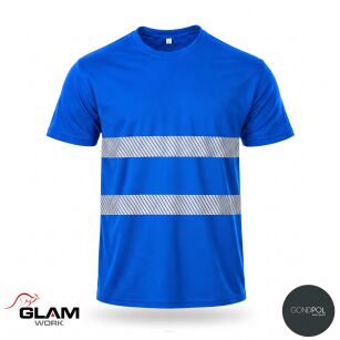 T-SHIRT bawełniany odblaskowy niebieski