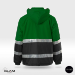 Kurtka ocieplana polarem odblaskowa wodoodporna WINTER(zielono czarna)produkt Gondpol - 2