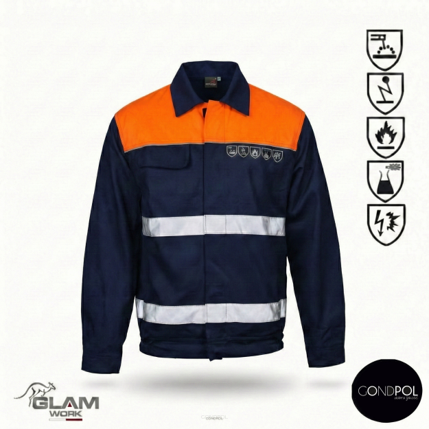 Bluza ochronna multifunkcyjna odblask ORION(granatowo-pomarańczowa certyfikat)-produkt Gondpol