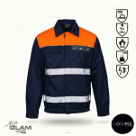 Ubranie ochronne multifunkcyjne odblask ORION(granatowo-pomarańczowe certyfikat) spodnie ogrodniczki lub na pasku-produkt Gondpol - 4