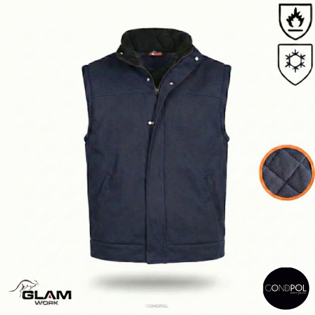 Bezrękawnik ochronny trudnopalny ocieplany dla spawacza(granat)-produkt Gondpol