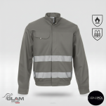 Ubranie ochronne trudnopalne szare z odblaskiem (bluza spodnie ogrodniczki lub pasek)produkt Gondpol - 4