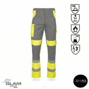 Spodnie ochronne multifunkcyjne odblaskowe ORION(popielato żółte certyfikat)-produkt Gondpol