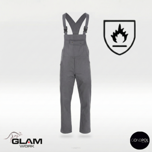 Spodnie ochronne trudnopalne ogrodniczki dla spawacza(popiel)-produkt Gondpol