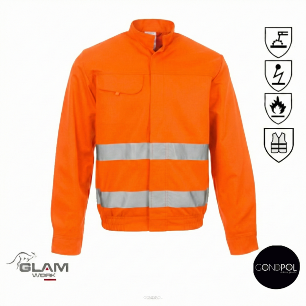 Bluza ochronna trudnopalna antystatyczna wzmacniana odblaskowa ORION(pomarańczowa certyfikat)-produkt Gondpol