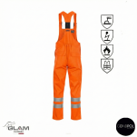 Spodnie ochronne trudnopalne antystatyczne z odblaskiem ORION(pomarańczowe certyfikat)-produkt Gondpol - 2