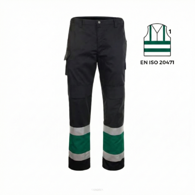 Spodnie ochronne odblaskowe pasek GRYF(czarno-zielone)produkt Gondpol