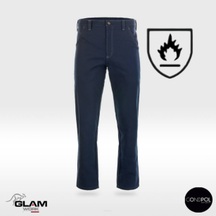 Spodnie ochronne trudnopalne wzmacniane ORION(pasek granat)-produkt Gondpol