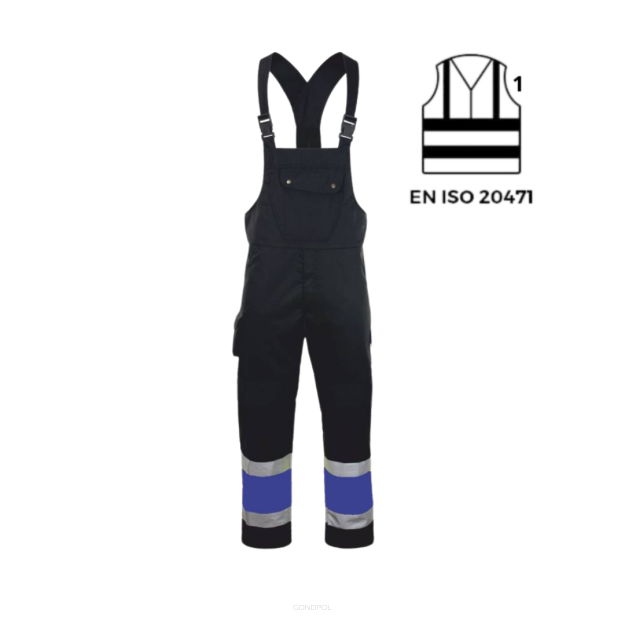 Spodnie ochronne z odblaskiem ogrodniczki GRYF(czarno niebieskie) - produkt Gondpol