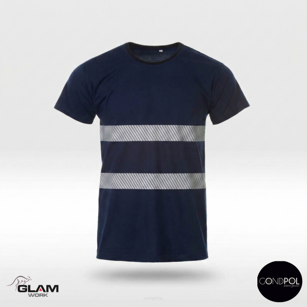 Koszulka t-shirt bawełniana z odblaskiem (granat)-produkt Gondpol