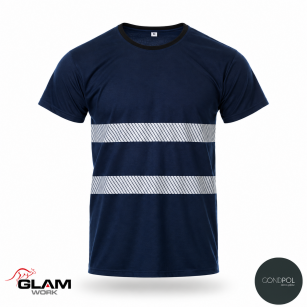 T-SHIRT bawełniany odblaskowy granat