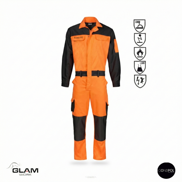 Kombinezon ochronny multfunkcyjny odblask ORION(pomarańczowo-czarny)produkt Gondpol