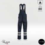 Spodnie ochronne trudnopalne wzmacniane z odblaskiem(granat)-produkt Gondpol - 2