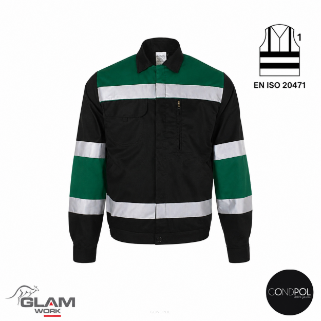 Bluza ochronna z odblaskiem GRYF czarno-zielone - Gondpol