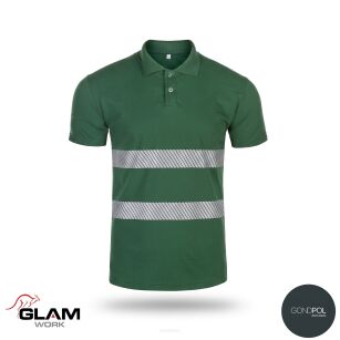 Koszulka polo bawełniana zielona z odblaskiem