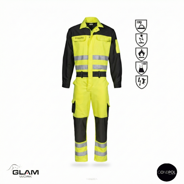 Kombinezon ochronny multfunkcyjny odblask ORION(żółto czarny)produkt Gondpol