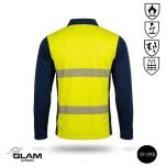 Koszulka Polo fluo-navy antystatyczna trudnopalna z odblaskiem - 2