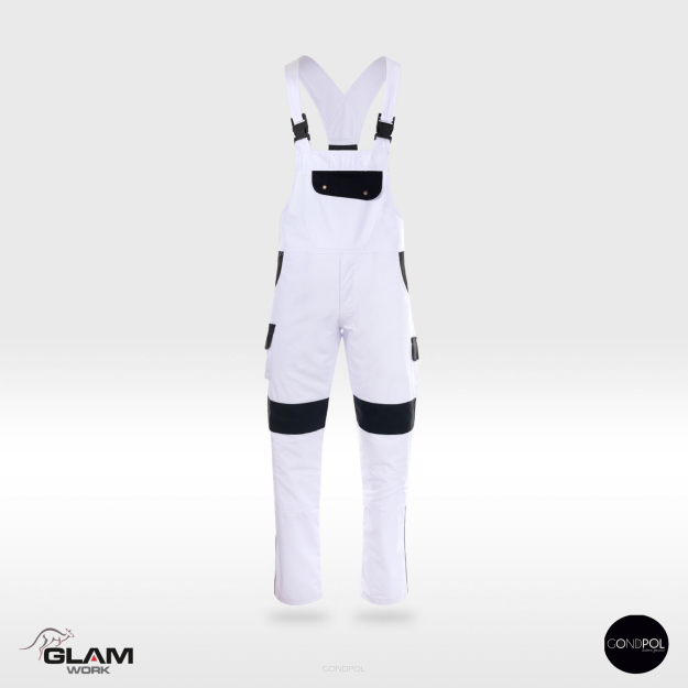 Spodnie ochronne ogrodniczki ORION(białe-czarne)produkt Gondpol