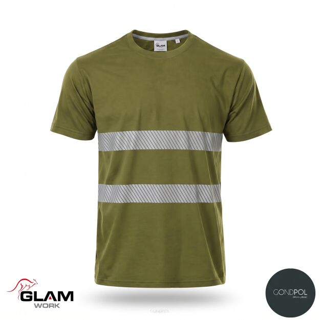 T-SHIRT bawełniany odblaskowy oliwka