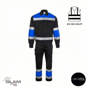 Ubranie ochronne z odblaskiem GRYF( bluza spodnie pasek lub szelki czarno niebieski)produkt Gondpol