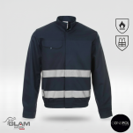 Ubranie ochronne trudnopalne wzmacniane granatowe z odblaskiem (bluza spodnie ogrodniczki lub pasek)produkt Gondpol - 4