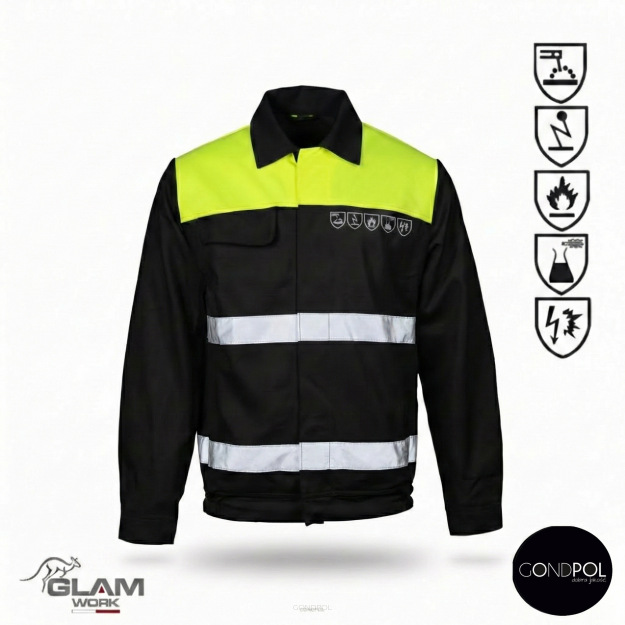 Bluza ochronna orion multifunkcyjna czarno-żółta z odblaskiem (certyfikat)-produkt Gondpol