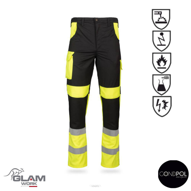Ubranie ochronne multifunkcyjne odblask ORION(żółto czarny certyfikat) spodnie ogrodniczki lub na pasku-produkt Gondpol