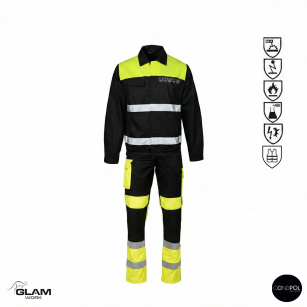 Ubranie ochronne multifunkcyjne odblask ORION(żółto czarny certyfikat) spodnie ogrodniczki lub na pasku-produkt Gondpol