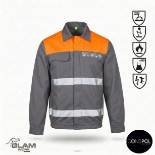 Bluza ochronna multifunkcyjna odblask ORION(szaro-pomarańczowa certyfikat)-produkt Gondpol